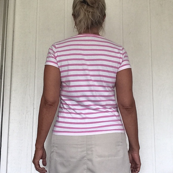 RALPH LAUREN POLO PONY V NECK STRIPED TEE SHIRT MEDIUM - Picture 11 of 11